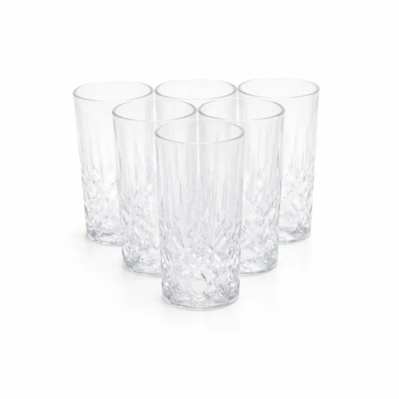 6-Piece Crystal-Style Tumbler Set – Elegant Highball Glasses for Water, Juice & Soft Drinks