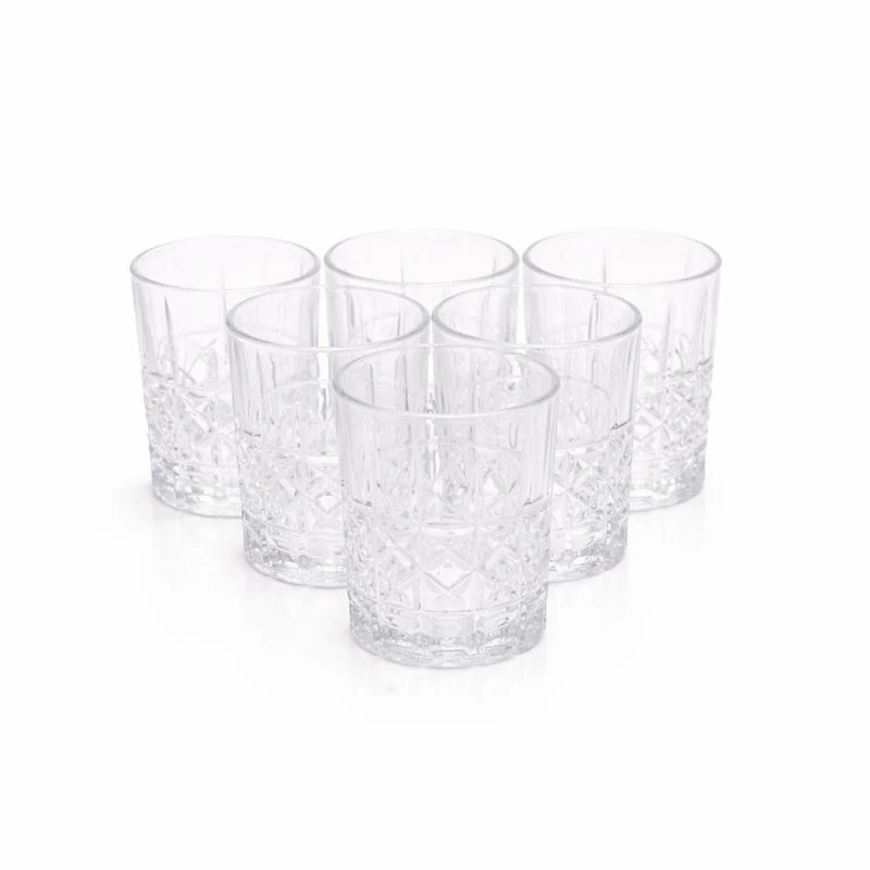 6-Piece Crystal-Style Tumbler Set – Elegant Textured Drinking Glasses for Water, Juice & Cocktails