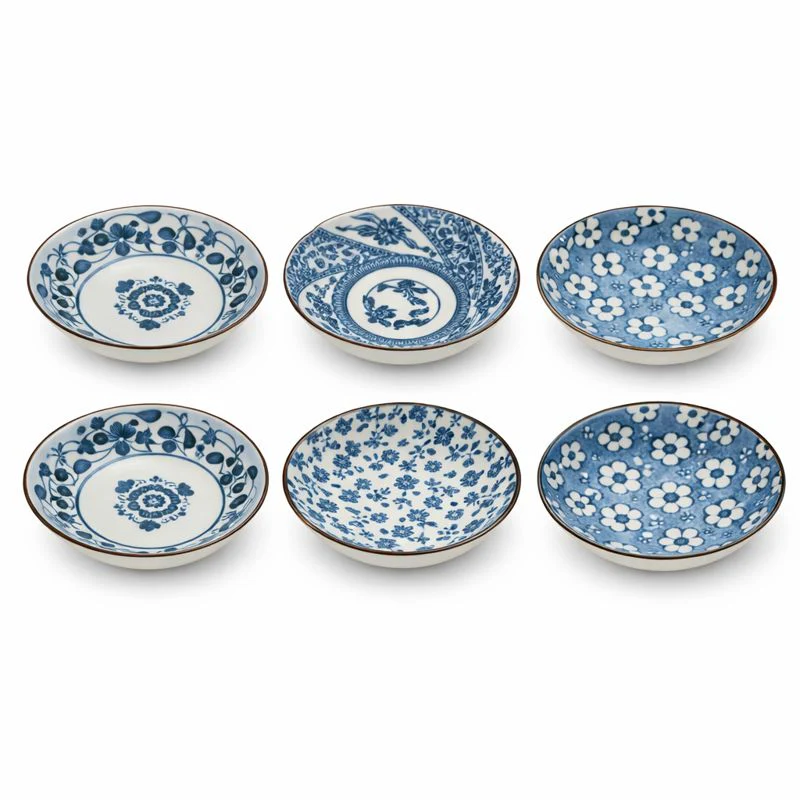 6PCS Ceramic Bowl Set – Blue & White Patterned Serving Bowls | Elegant Tableware - Image 2