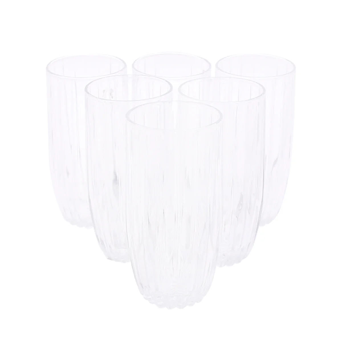6PCS Glass Set – 355ml | Elegant Vertical Ripple Drinking Glasses