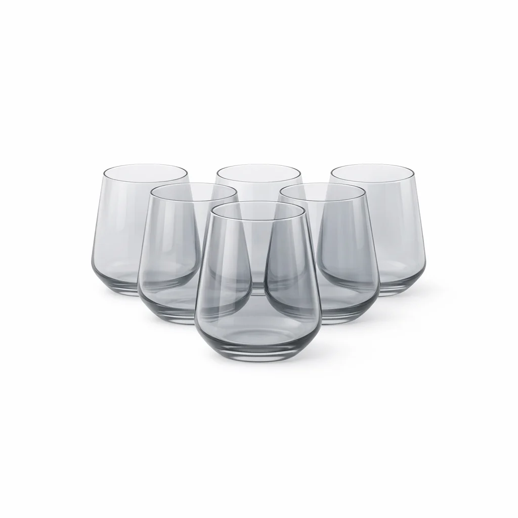6Pcs Tumbler Set – 410ml Smoke Grey Stemless Drinking Glasses - Image 2