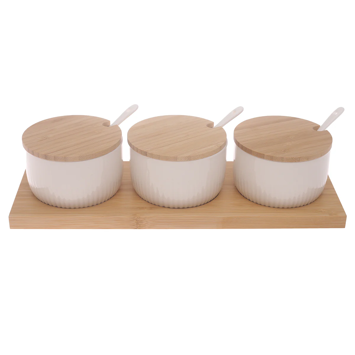 7-Piece Seasoning Jar Set with Bamboo Lids & Tray – Elegant Spice Storage Organizer - Image 2