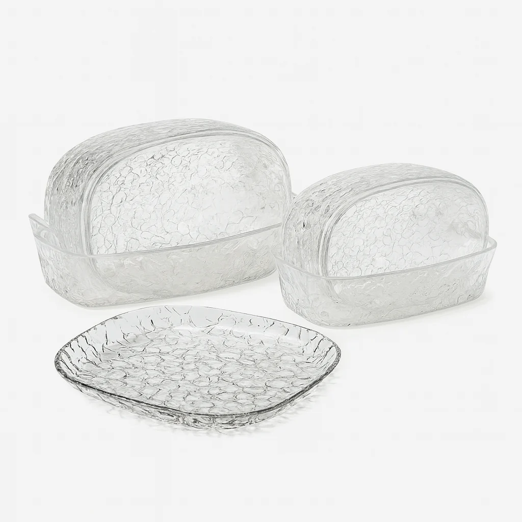 8-Piece Crystal Design Snack Plate Set – Elegant Small Serving Dishes for Snacks, Fruits & Desserts | Transparent Textured Plate Set&nbsp; - Image 2