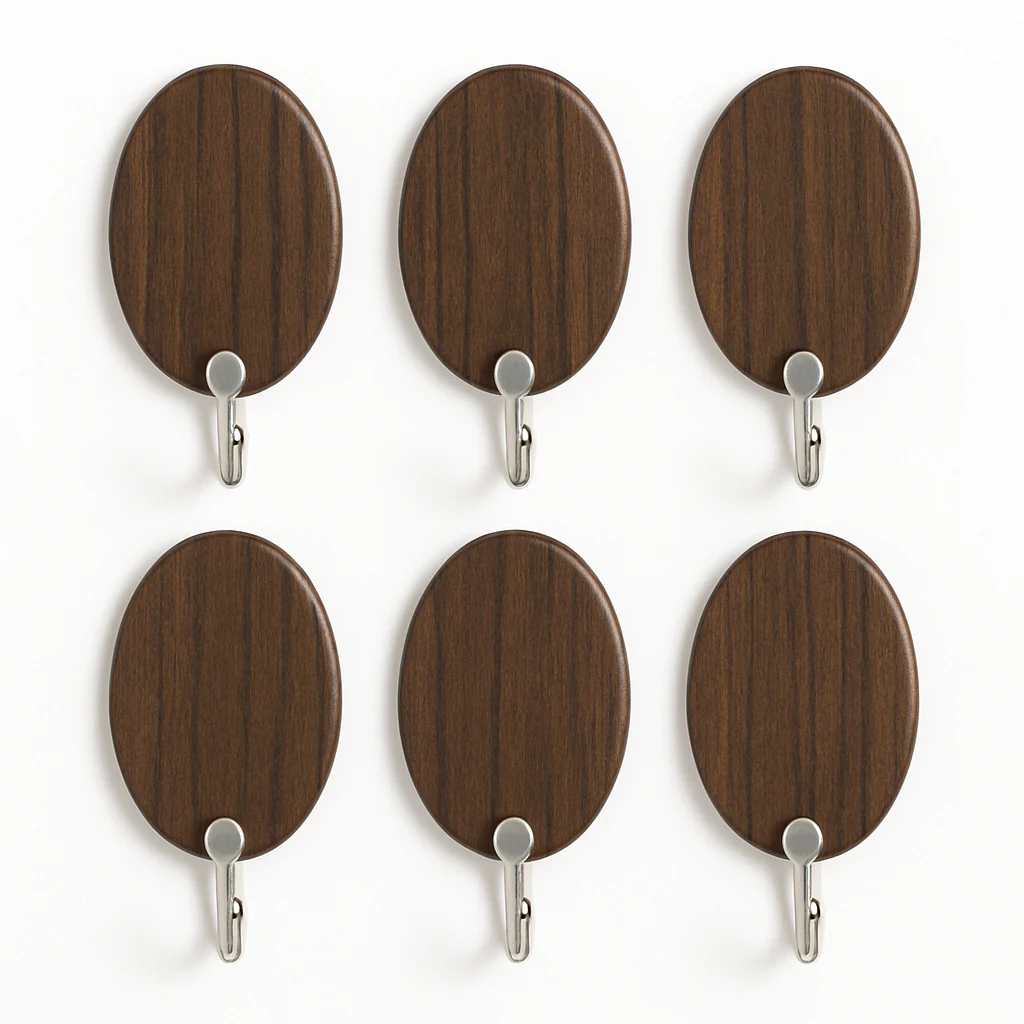 9-Piece Wooden Wall Hook Set – Oval & Heart Shape Decorative Hooks Assorted - Image 3