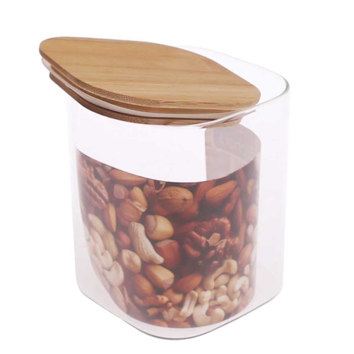 950 ml Square Glass Jar with Bamboo Lid - Image 2