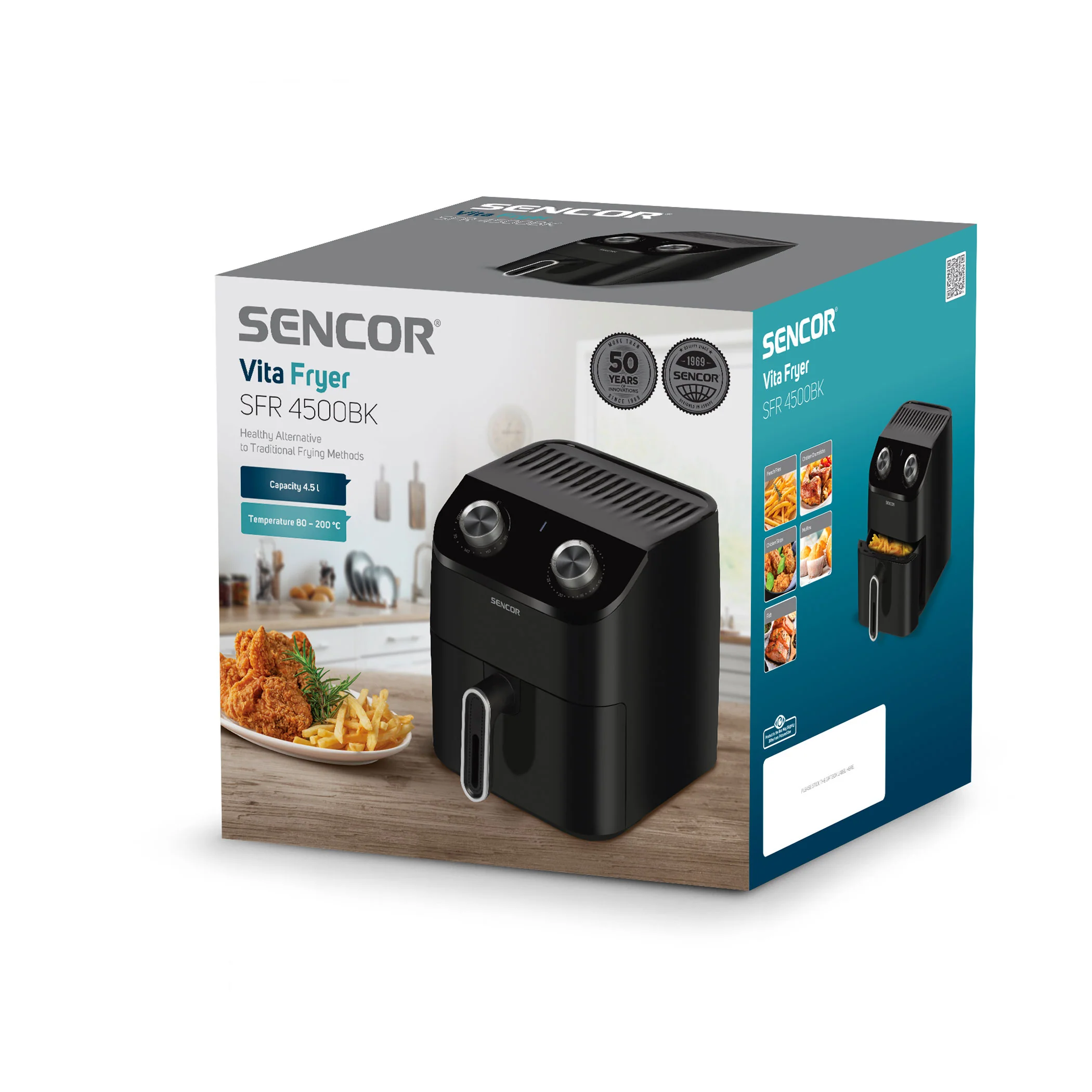 Air Fryer SFR4500BK 4.5L Manual Air Fryer 1350W with Adjustable Temperature – Compact Oil-Free Cooker - Image 4