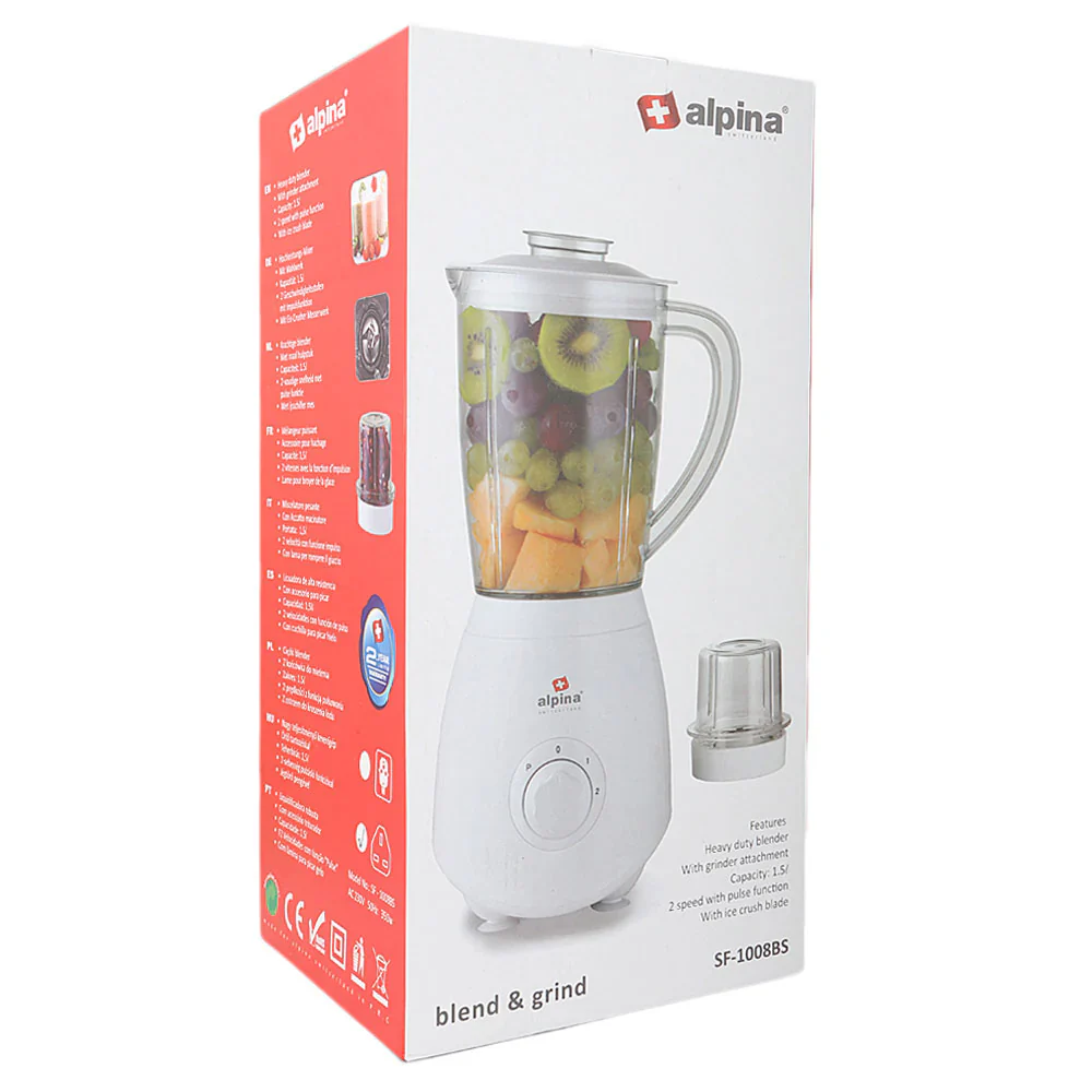 Alpina Blender & Grinder 1.5L – Model SF-1008SB | Blend & Grind Multi-Purpose Blender - Image 2