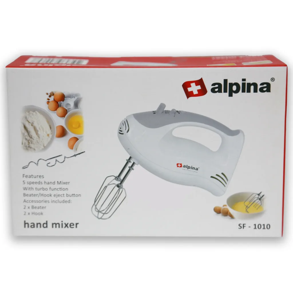 Alpina Hand Mixer 200W with Multiple Speeds, Beaters & Dough Hooks – Compact Electric Mixer (SF-1010) - Image 10