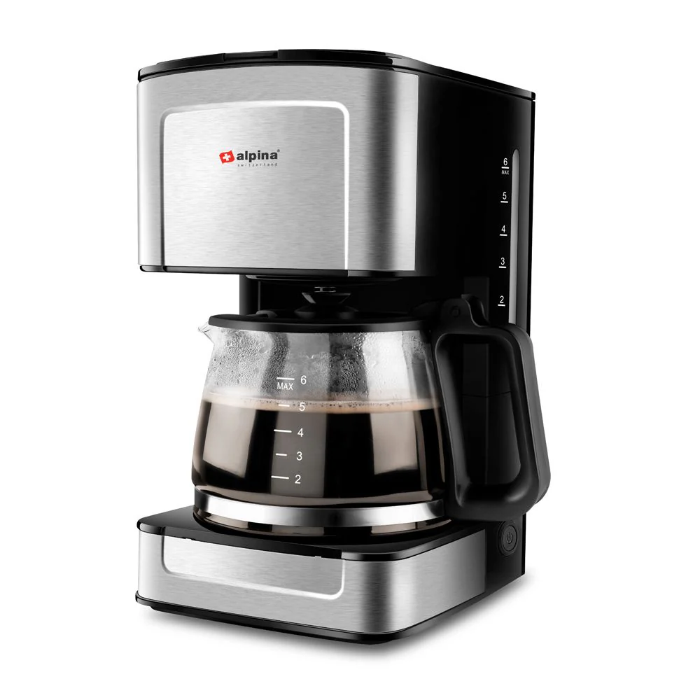 Alpina SF-2800 Coffee Maker | 680W Drip Coffee Machine with 6 Cups Capacity – Black & Stainless Steel