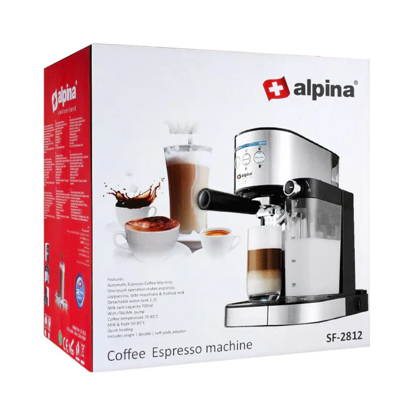 Alpina SF-2812 Espresso Coffee Machine – 15-Bar Italian Pump, 1470W, Built-In Milk Frother & 700ml Milk Tank - Image 2