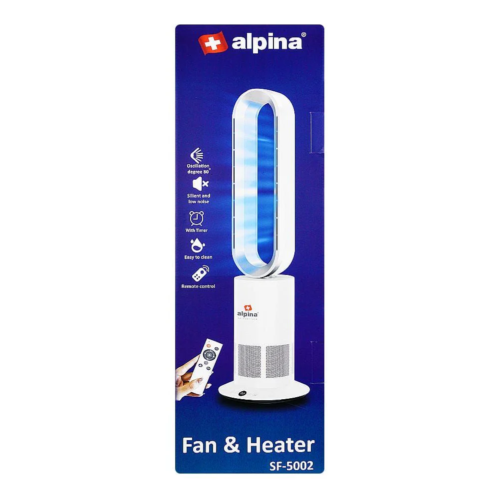 Alpina SF-5002 Electric Fan & Heater 2-in-1 | Bladeless Oscillating Fan Heater with Remote & Timer - Image 2