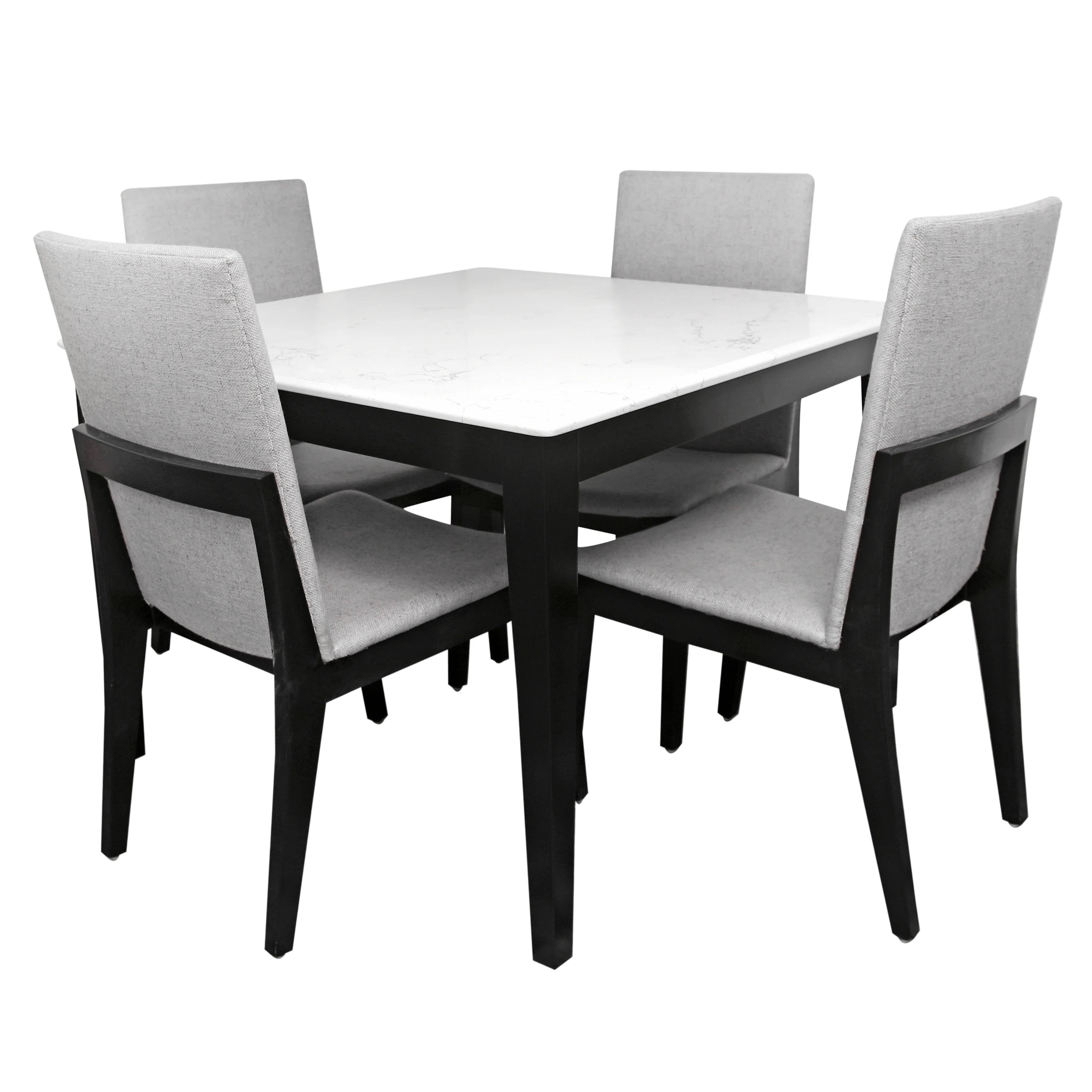 ALVA 4-Person Dining Table Set – Modern Marble Top with Upholstered Chairs - Image 2
