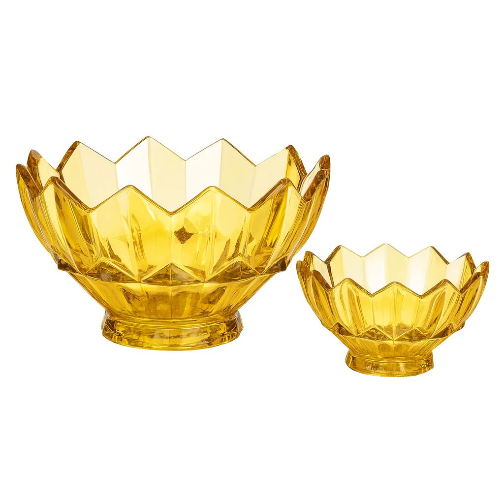 Amber-Tinted Crystal-Cut 7-Piece Fruit Bowl Set – 200/105 mm Bowls - Image 2