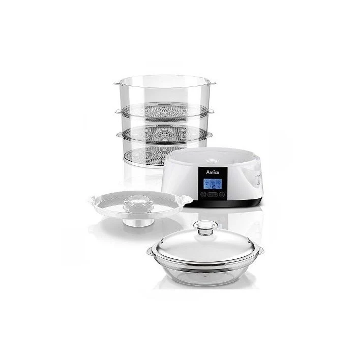 Amica Lunaris Food Steamer 900W with 6 Auto Cooking Programs & Rice Bowl – Healthy Steam Cooker (PT-3012) - Image 2