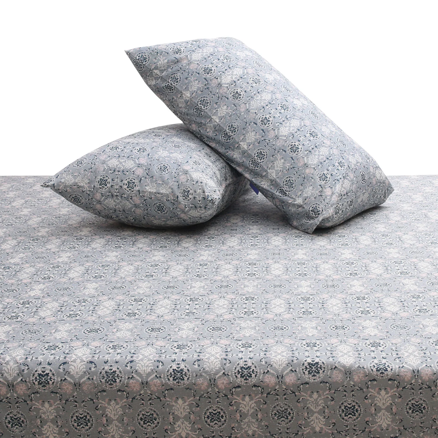 Azure Blue Double Bed Sheet – 96 x 102 Inches | Elegant Patterned Design, Soft Finish & Premium Comfort