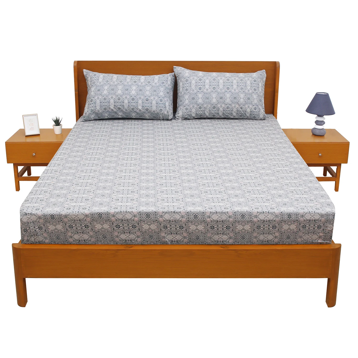 Azure Blue Double Bed Sheet – 96 x 102 Inches | Elegant Patterned Design, Soft Finish & Premium Comfort - Image 3