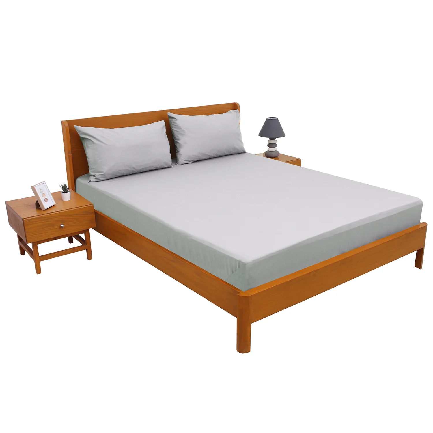 Beige Big-Stripe Solid Dyed Double Bed Sheet – 96x102" - Image 2