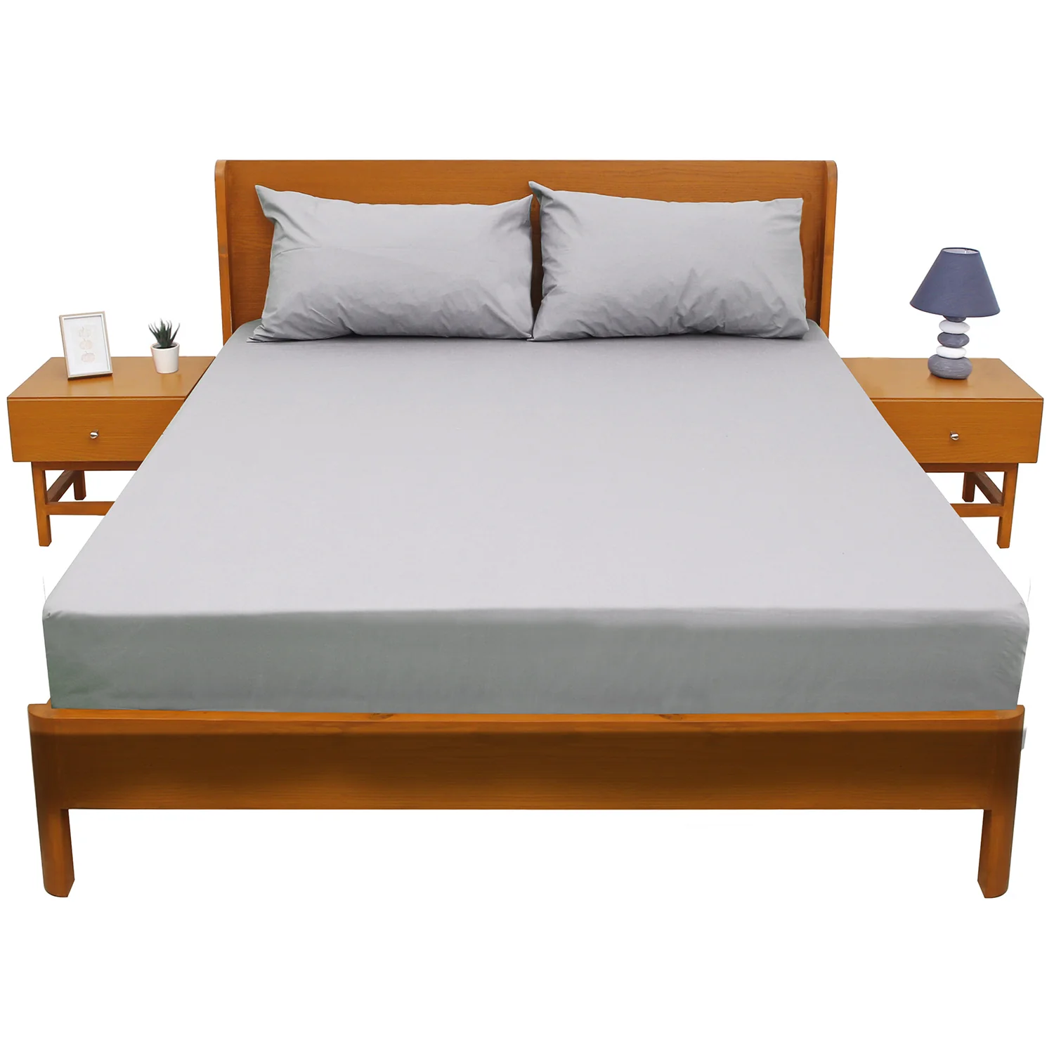 Beige Big-Stripe Solid Dyed Double Bed Sheet – 96x102" - Image 3