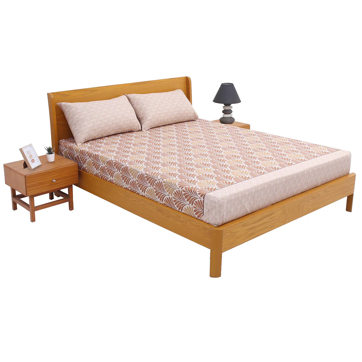 Beige Demask Double Bed Sheet 92x98" - Image 3