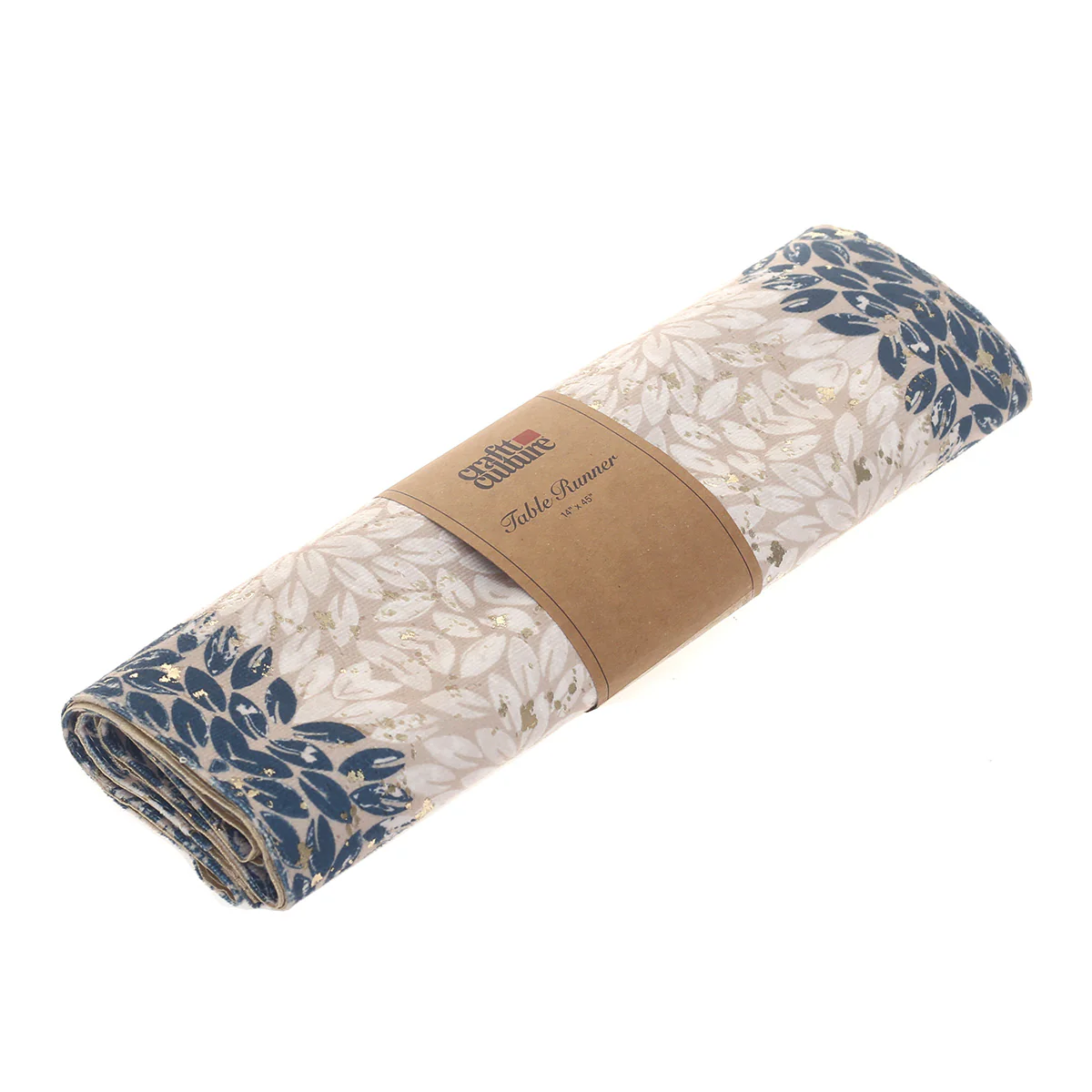 Beige & Gold Floral Textures Screen Print (Mother of Pearl) Runner 14x45" – Elegant Decorative Table Runner - Image 2