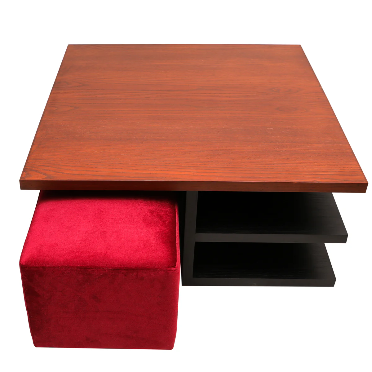 Bernard Center Table (Wooden Top) with two Poufs - Image 4