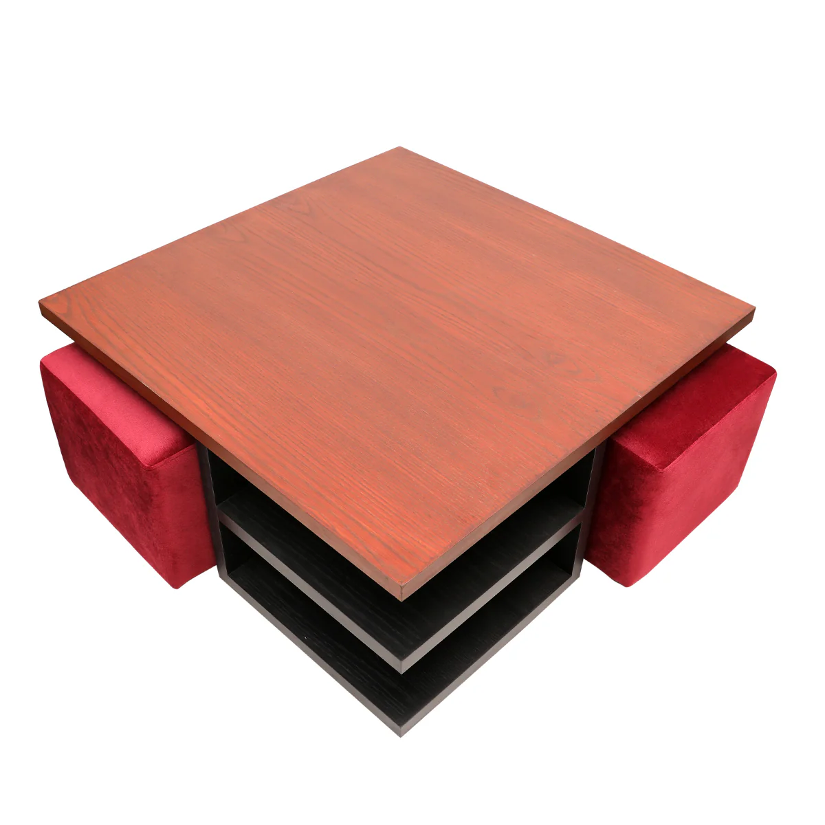 Bernard Center Table (Wooden Top) with two Poufs - Image 5
