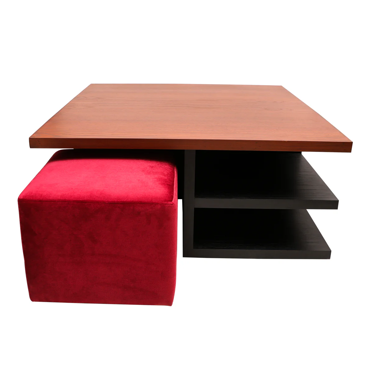 Bernard Center Table (Wooden Top) with two Poufs - Image 6