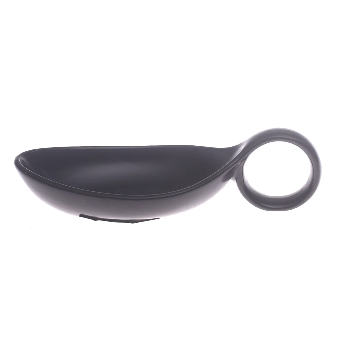 Black Ceramic Sauce Dish 4 x 2.5 Inch – Modern Spoon-Style Serving Dish - Image 2