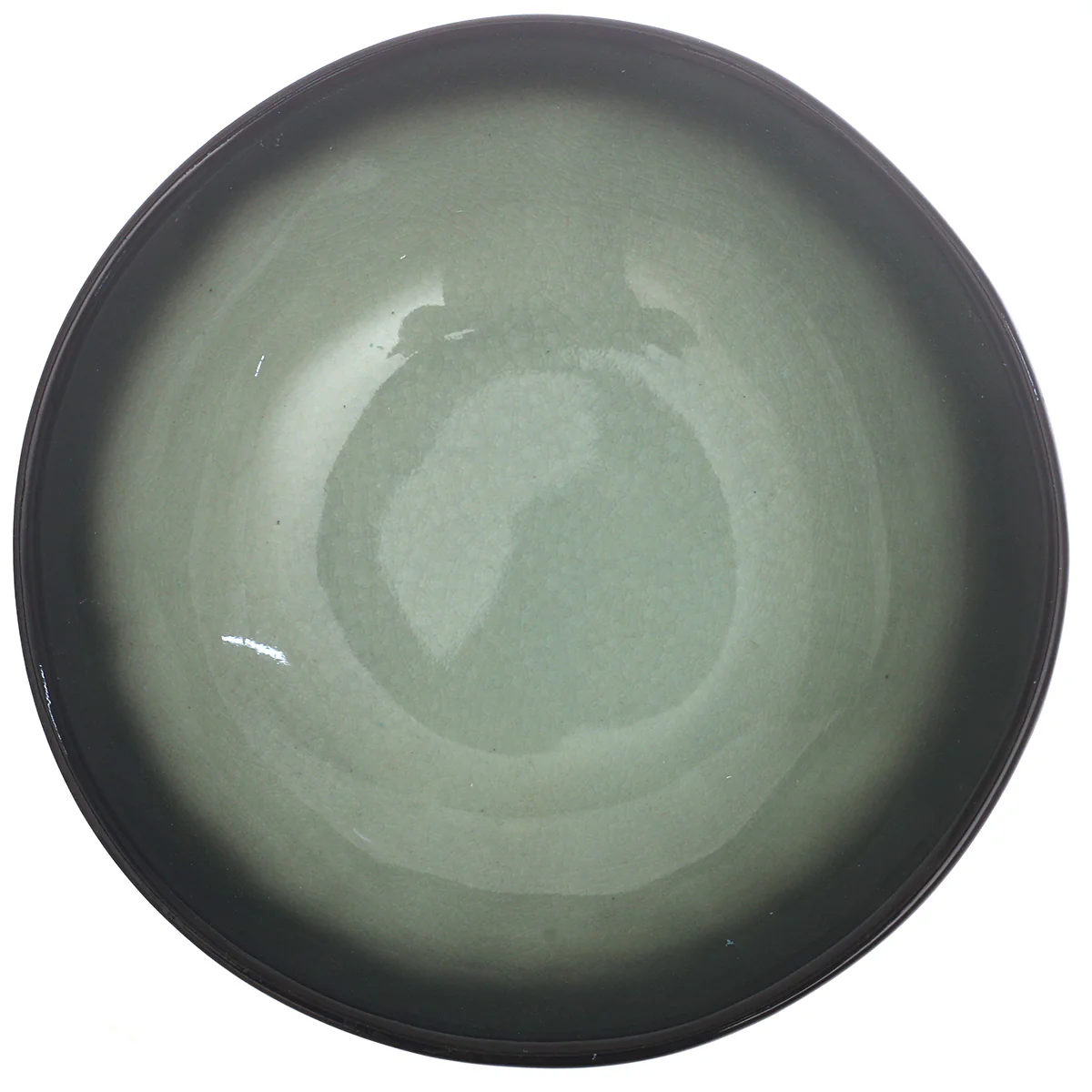Black & Green Ceramic Serving Bowl 7 Inch – Modern Glazed Soup & Salad Bowl - Image 2
