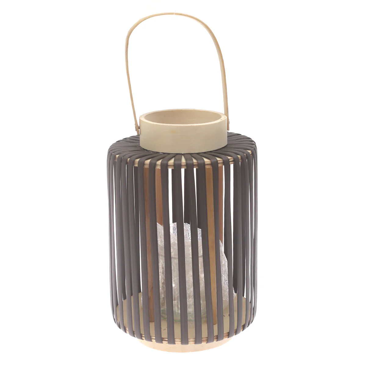 Black Hanging Lantern Medium 11 Inch | Bamboo & Glass Decorative Candle Lantern