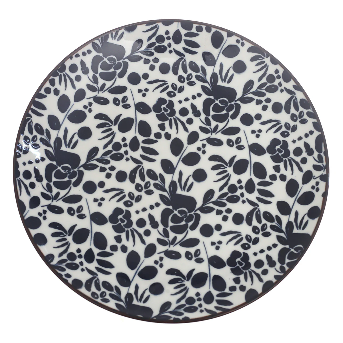 Black & White Floral Dinner Plate – 10 Inch Ceramic Plate - Image 2