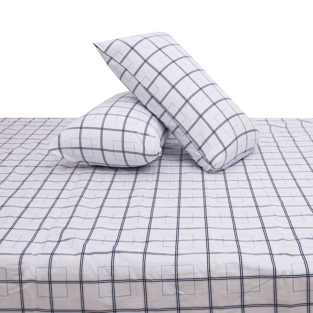 Blue  Box Geometric Double Bed Sheet 90x100"