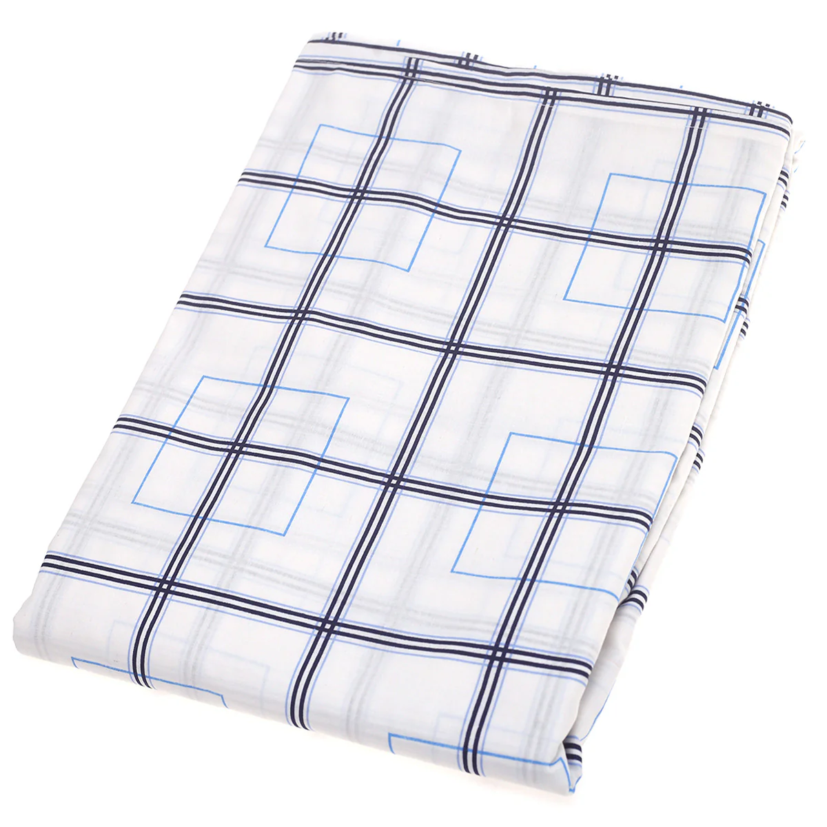 Blue  Box Geometric Double Bed Sheet 90x100" - Image 4