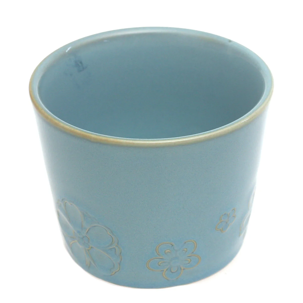Blue Ceramic Mug with Floral Embossing – 3.5 × 3 Inch Tea & Coffee Mug - Image 2