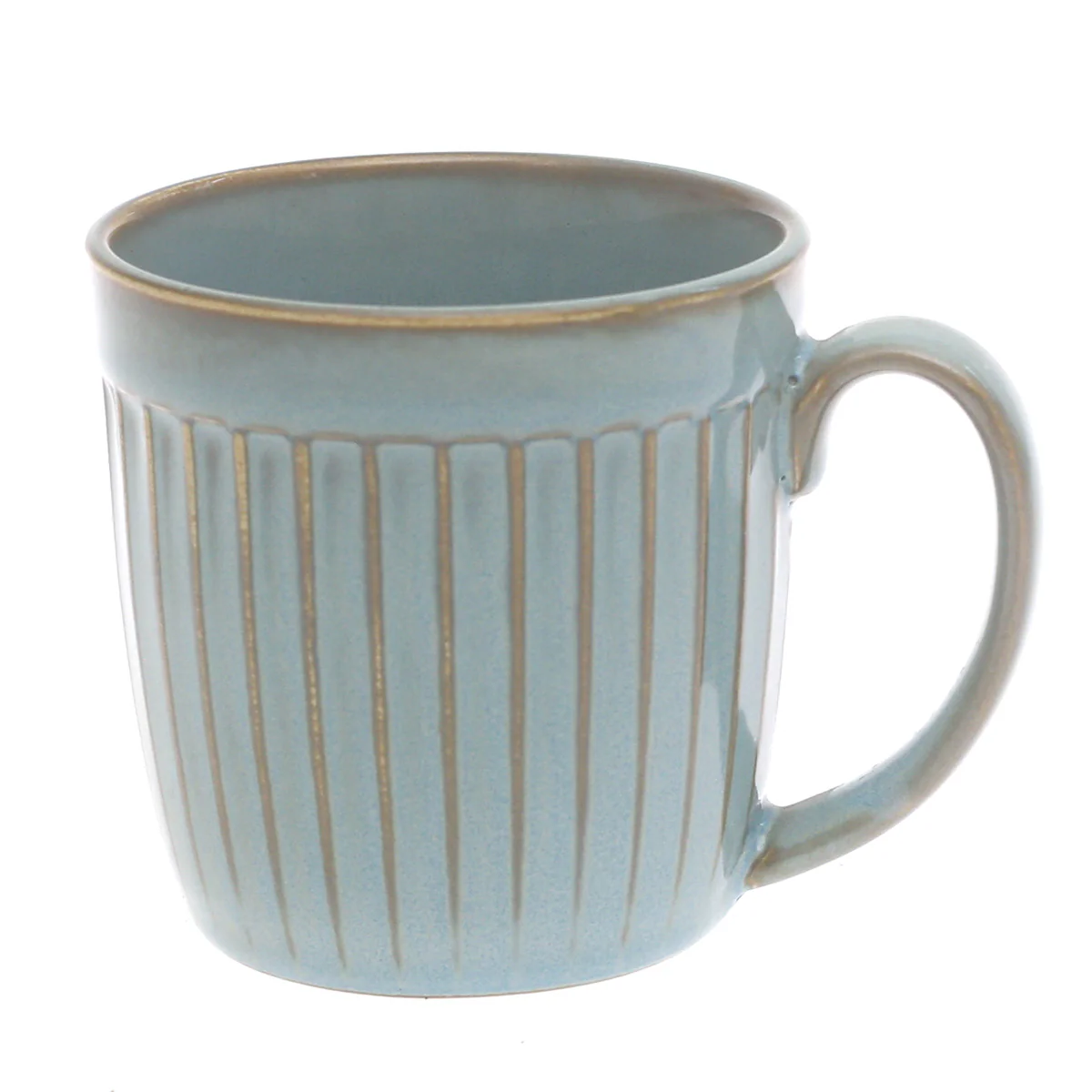 Blue Ceramic Mug with Ribbed Texture – 3 x 3.5 Inch - Image 2
