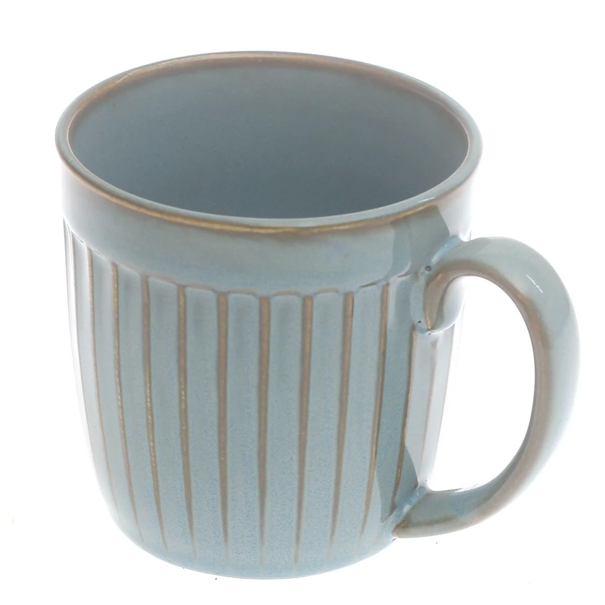 Blue Ceramic Mug with Ribbed Texture – 3 x 3.5 Inch - Image 3