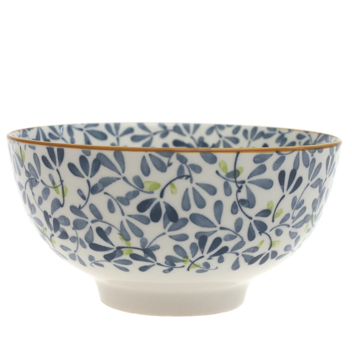 Blue Leaves Ceramic Bowl – 6 Inch Serving Bowl