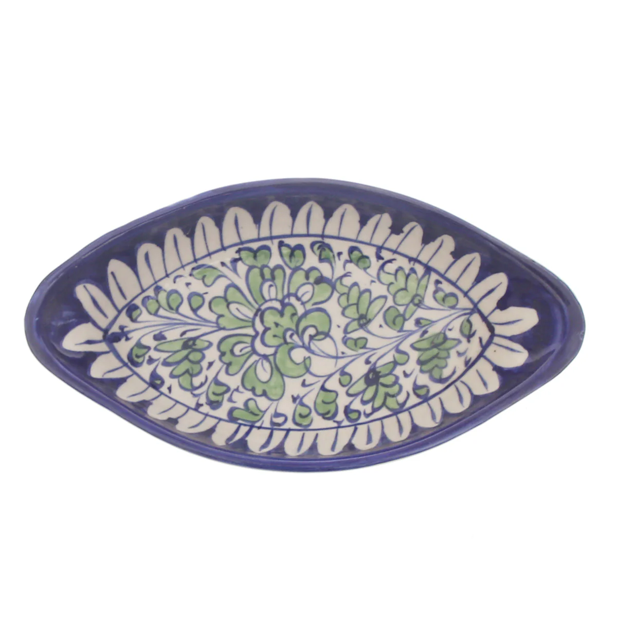 Blue Pottery Oval Platter – Handcrafted Ceramic Serving Dish (5F5 Design) - Image 2