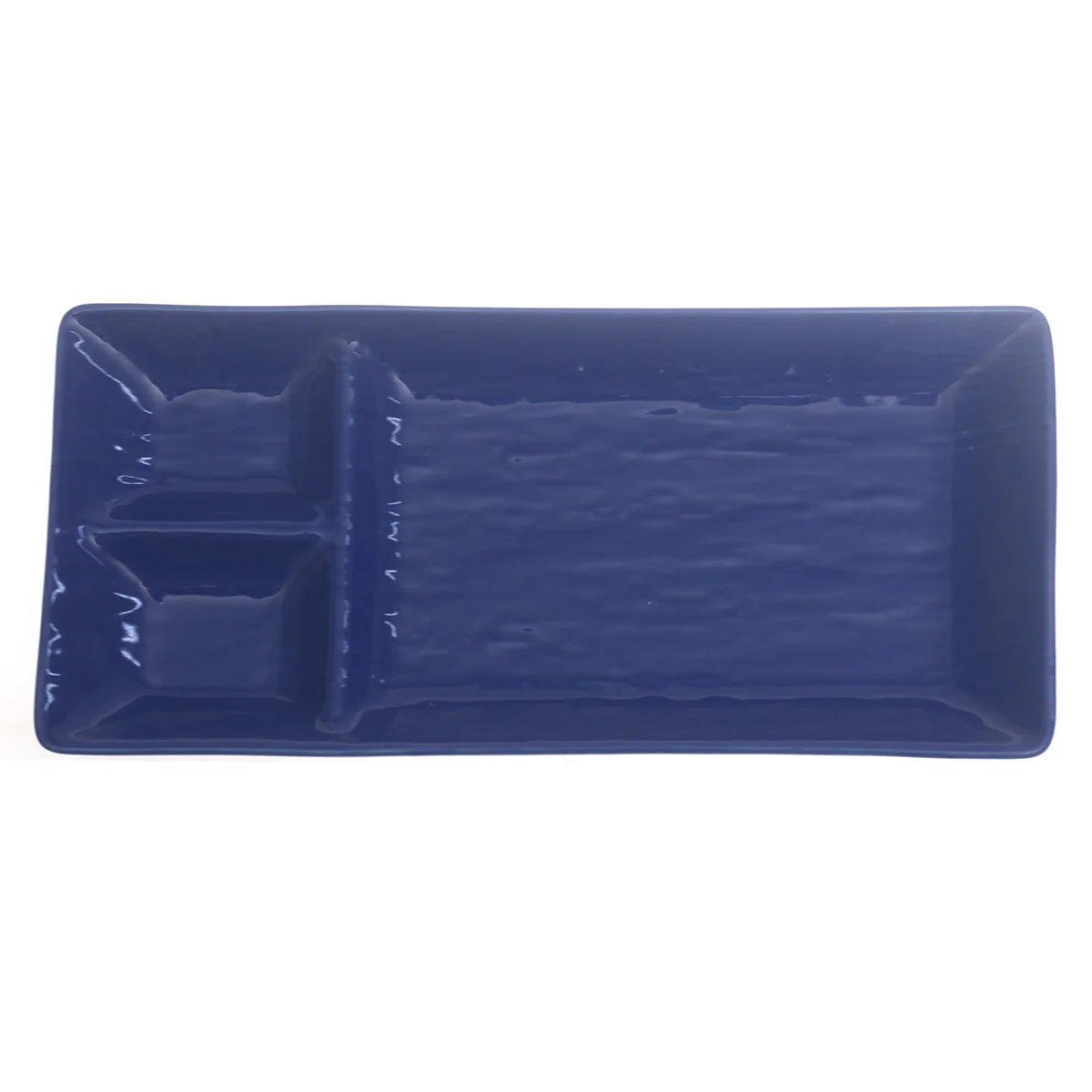 Blue Rectangular Divided Serving Platter – 4.5 x 10 Inch | Gloss Finish Tableware - Image 2