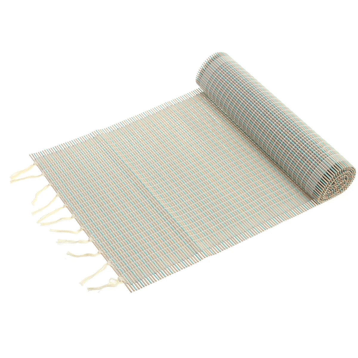 Blue Textured Bamboo Table Runner 13x72 – Eco-Friendly Woven Table Decor