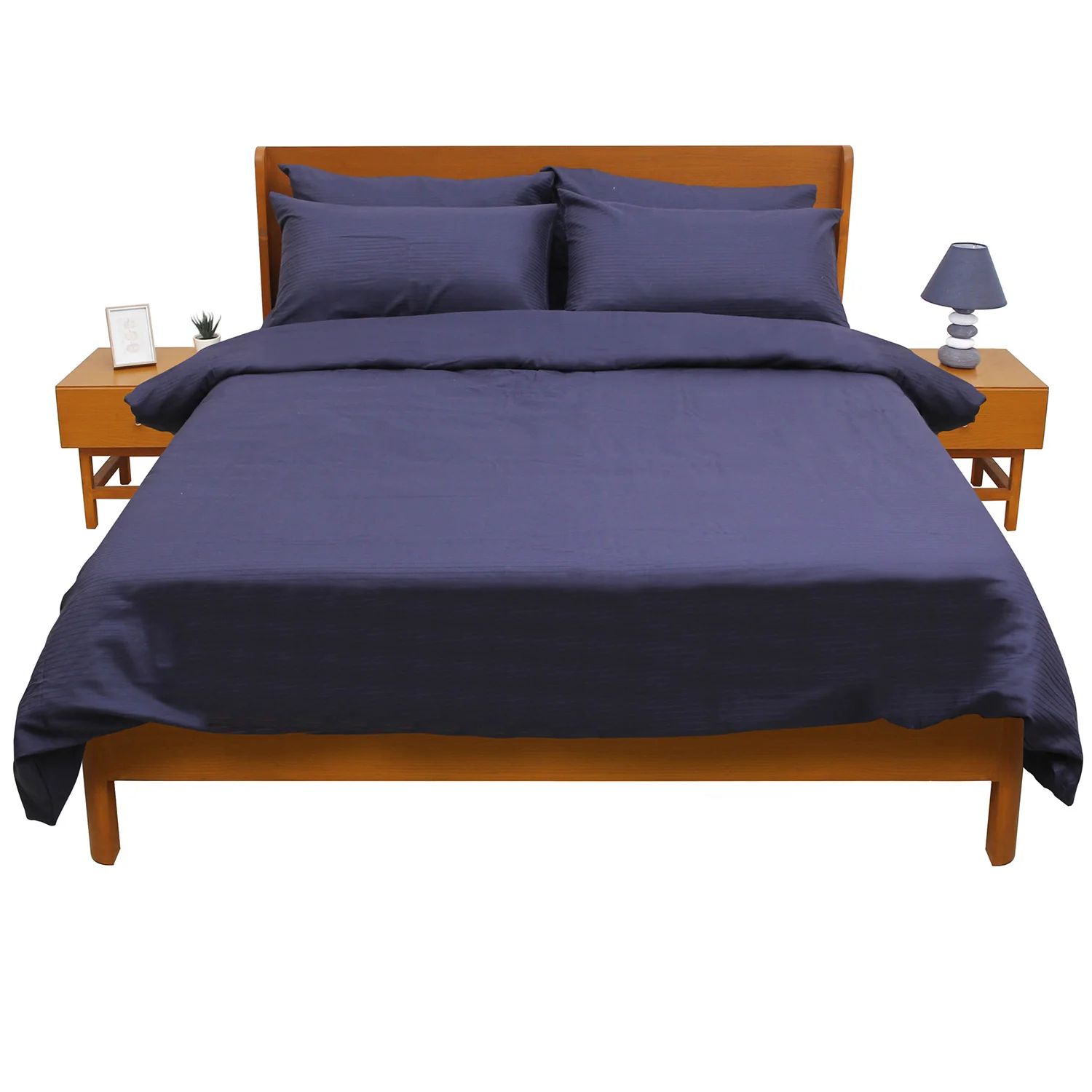 Blue Thin-Stripe Solid Dyed Double Bedding Set – 6 Pieces - Image 2