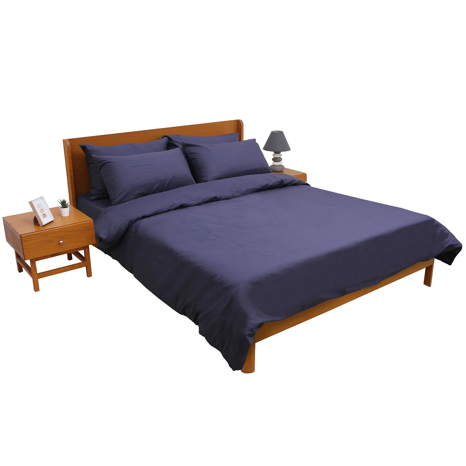 Blue Thin-Stripe Solid Dyed Double Bedding Set – 6 Pieces - Image 3