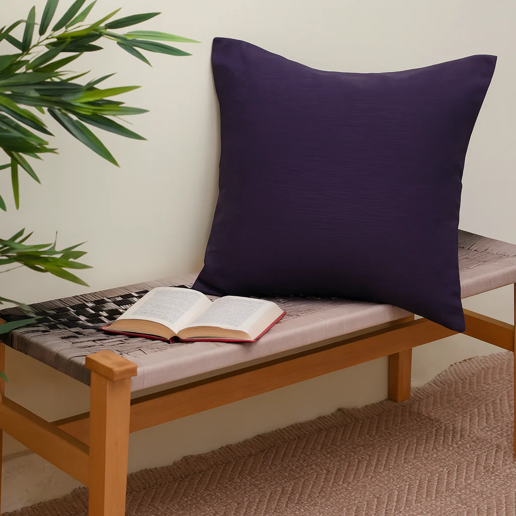 Blue Woven Dot Cushion Cover 18x18 – Elegant Decorative Throw Pillow for Sofa, Bed & Living Room