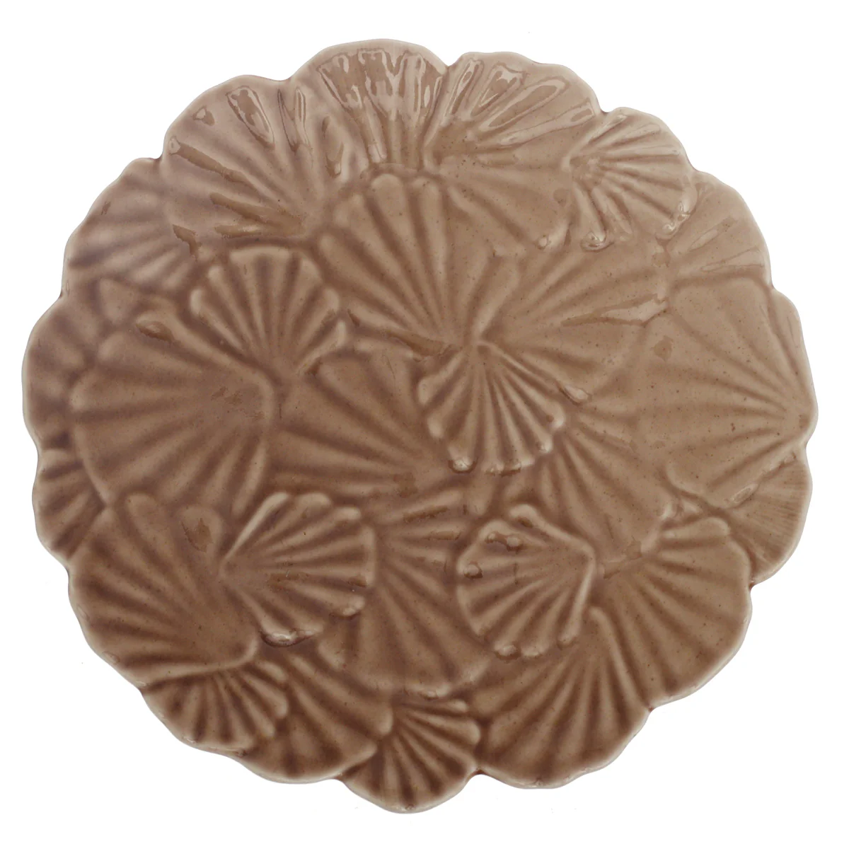 Brown Ceramic Quarter Plate 8 Inch – Textured Floral Design Snack & Dessert Plate - Image 2