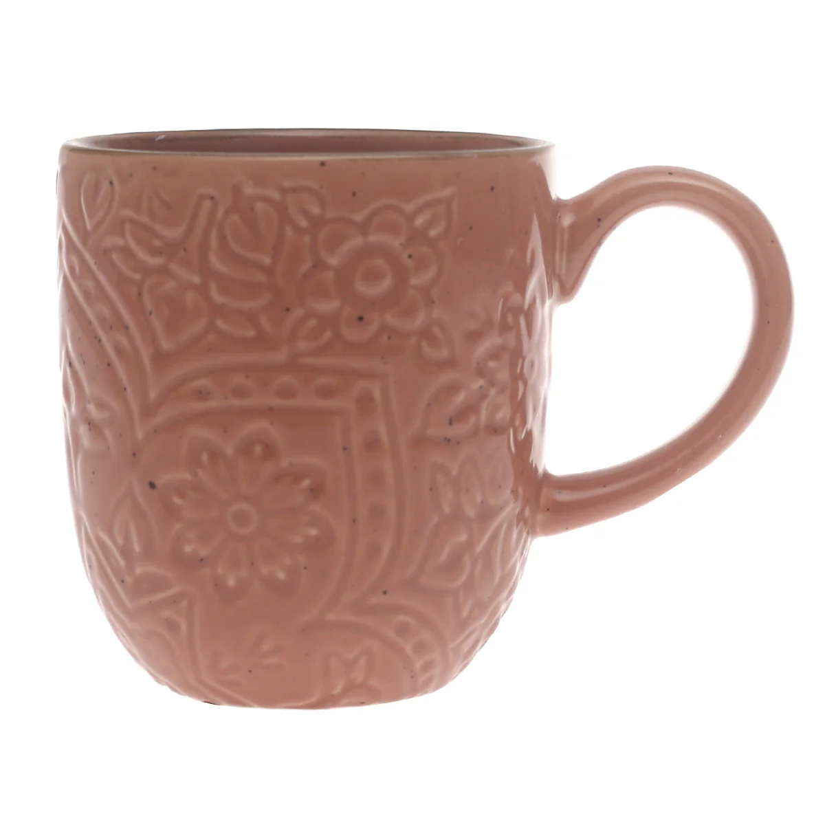 Brown Embossed Ceramic Mug 3 x 4 Inch – Rustic Stoneware Coffee Mug - Image 2