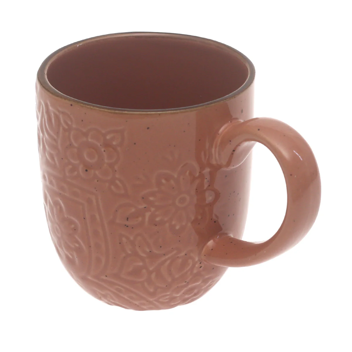 Brown Embossed Ceramic Mug 3 x 4 Inch – Rustic Stoneware Coffee Mug - Image 3