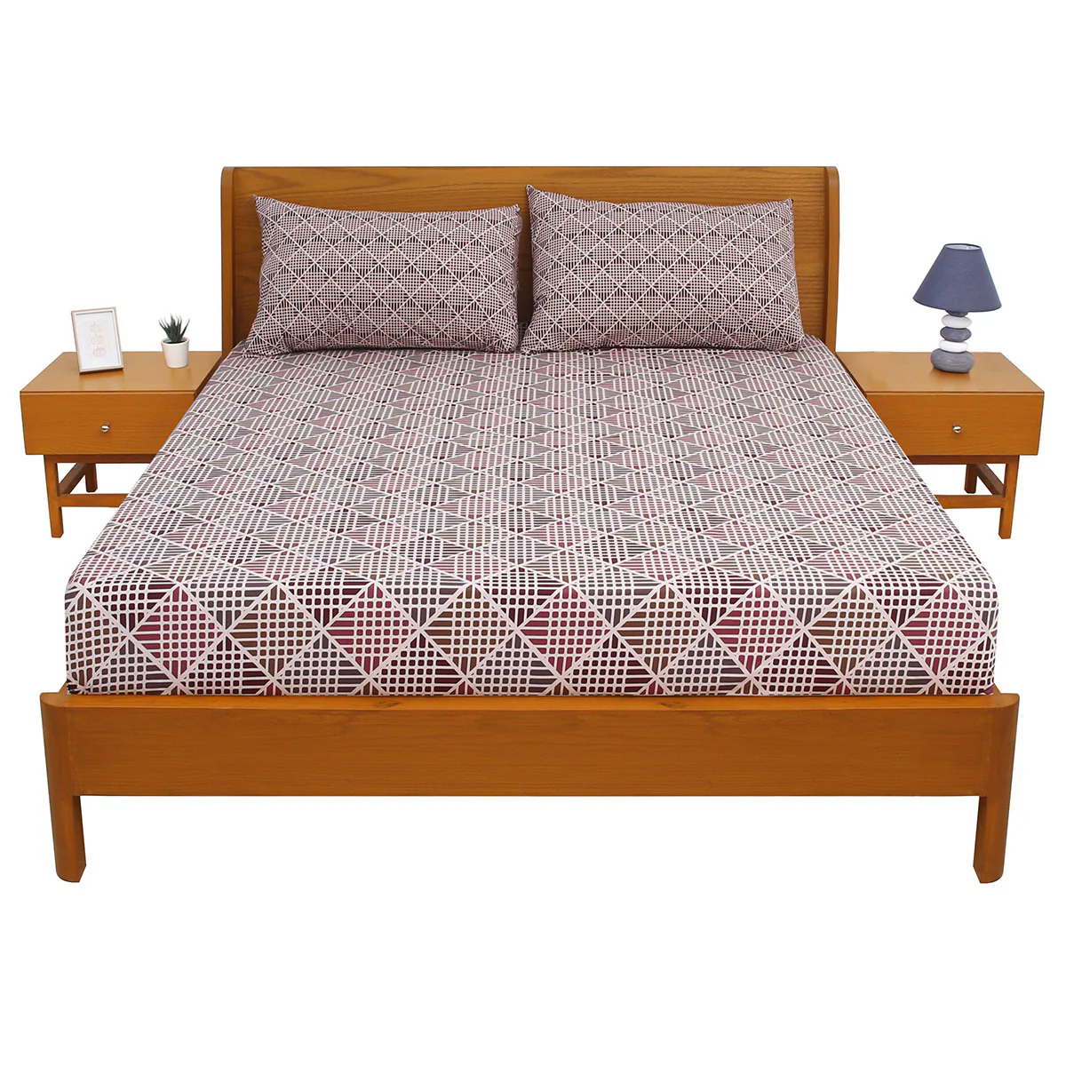 Brown Geometric Multi Double Bed Sheet  92x98” - Image 3