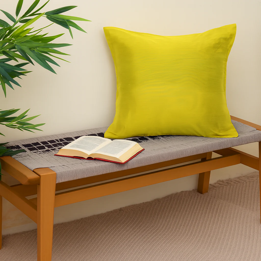 Buy 1 Get 1 Free Green Cotton Silk Cushion Cover 18x18 – Elegant Plain Decorative Throw Pillow for Sofa, Bed & Living Room