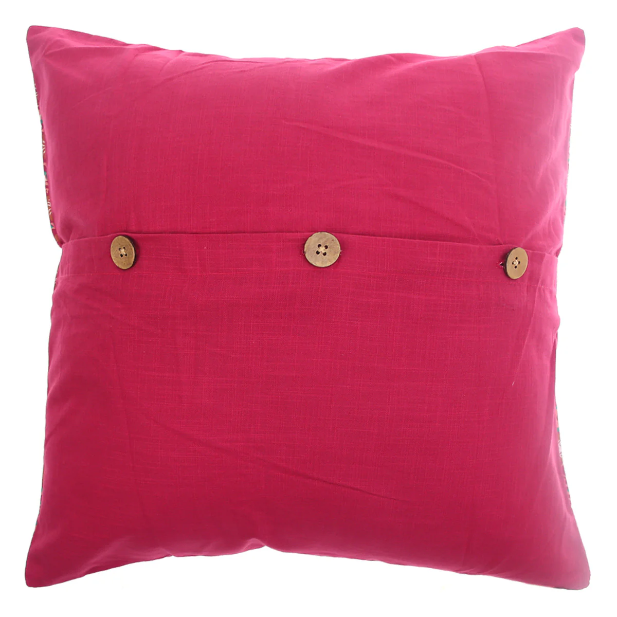 Mughal Bloom Cotton Cushion Cover – 18x18 Inch Red Floral Decorative Throw Pillow Case - Image 3