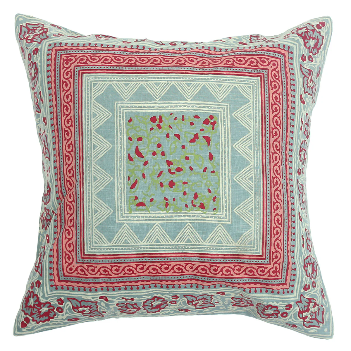 Buy 1 Get 1 Free Noor Jaal Cotton Cushion Cover – 18x18 Inch Square Vintage Block Print Throw Pillow (Copy) - Image 2